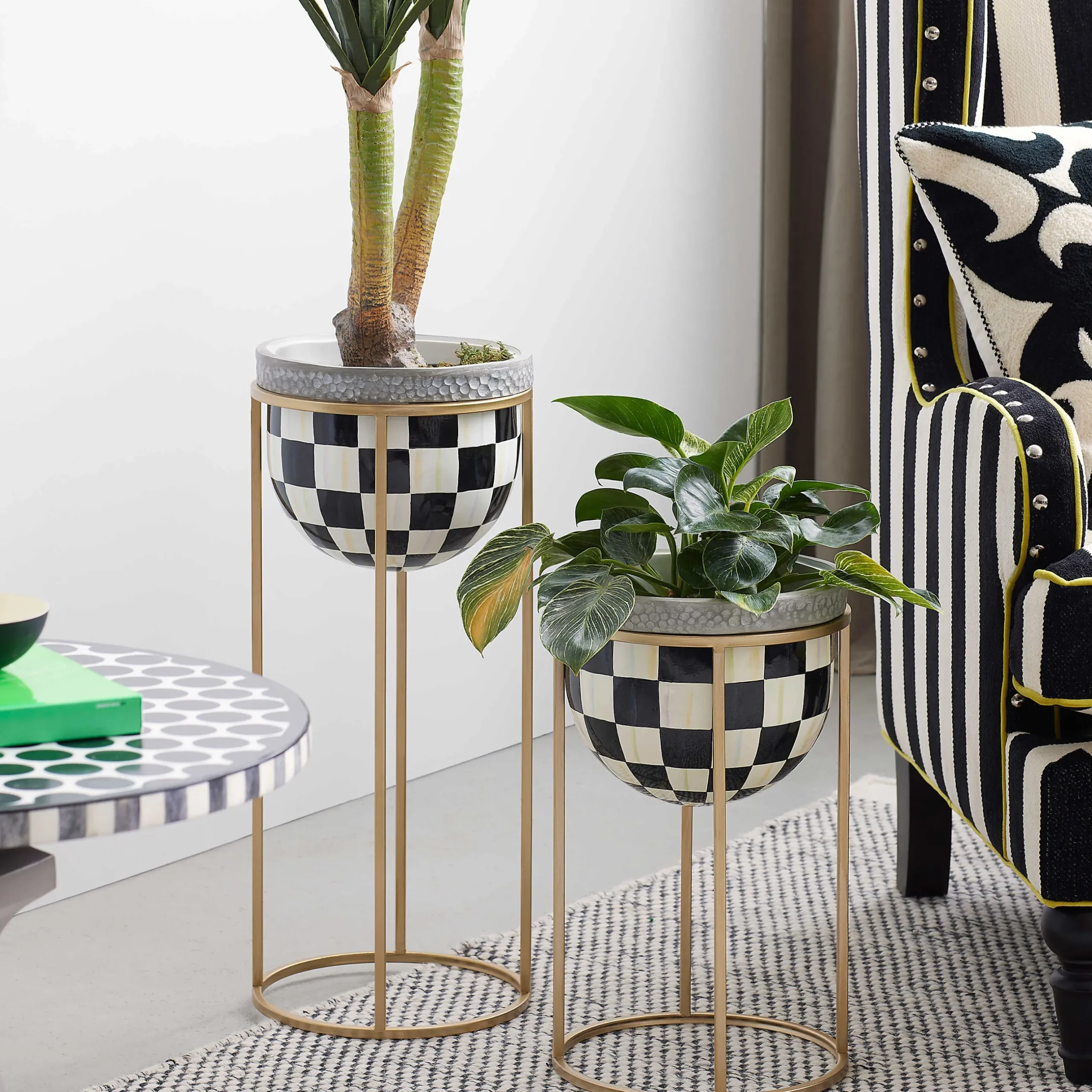 Outdoor|MacKenzie-Childs Courtly Check Short Plant Stand