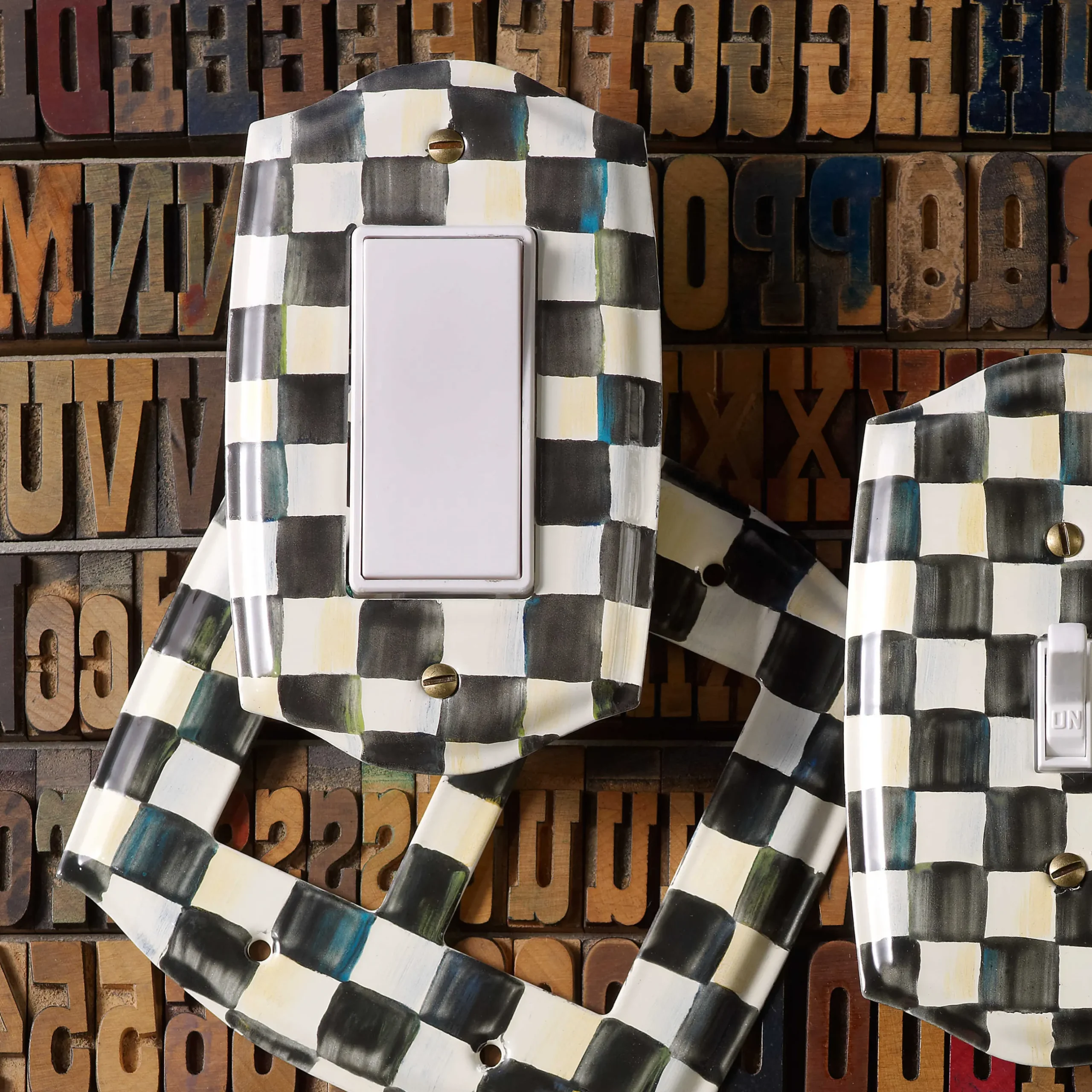 Finishing Touches|Room Accents|MacKenzie-Childs Courtly Check Single Rocker Switch Plate