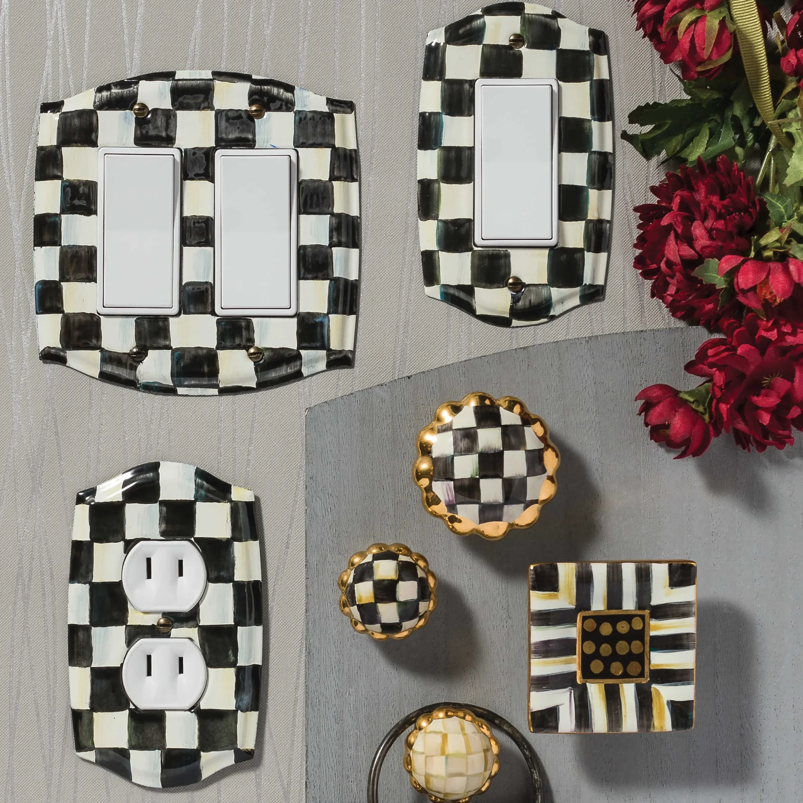 Finishing Touches|Room Accents|MacKenzie-Childs Courtly Check Single Rocker Switch Plate