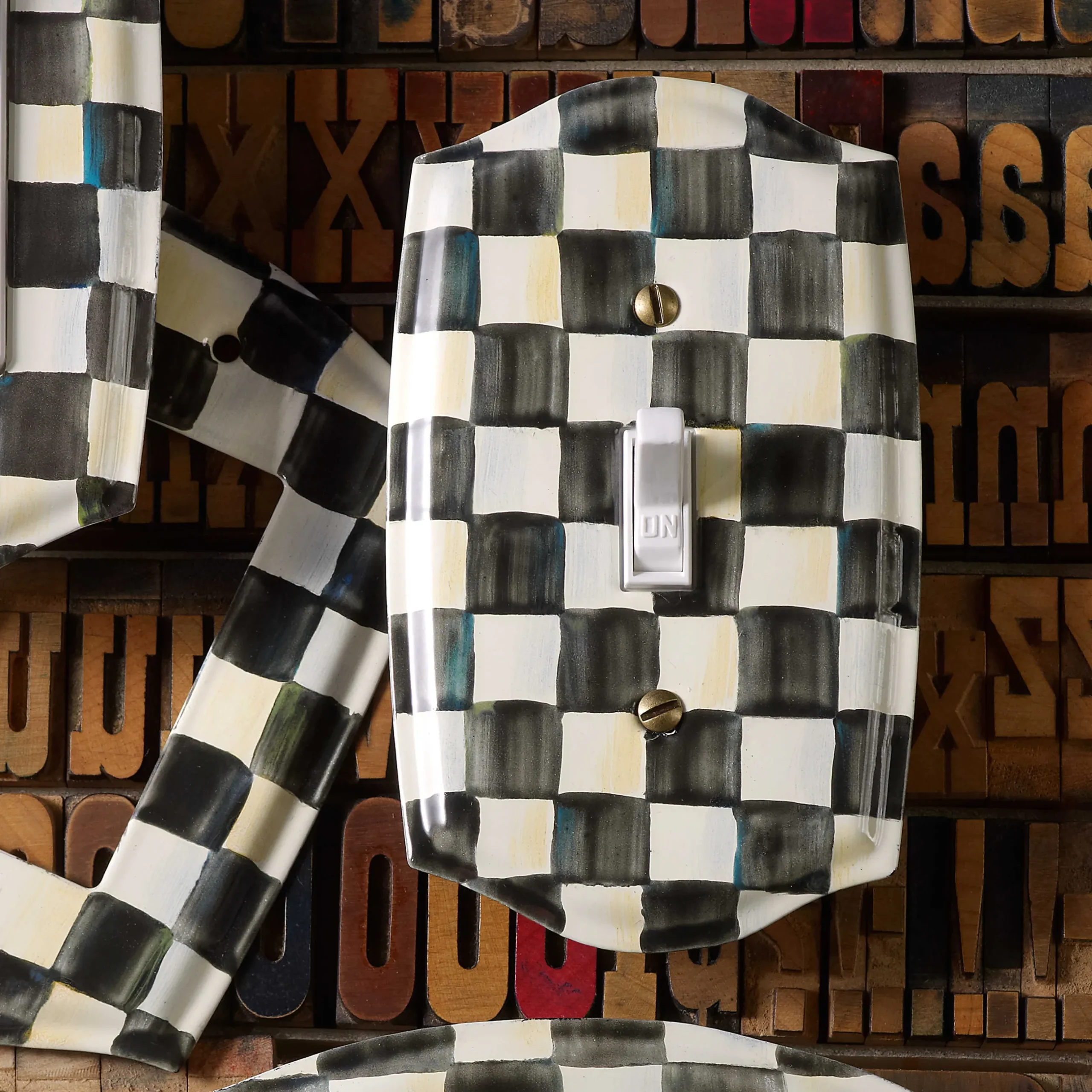 Finishing Touches|Room Accents|MacKenzie-Childs Courtly Check Single Toggle Switch Plate