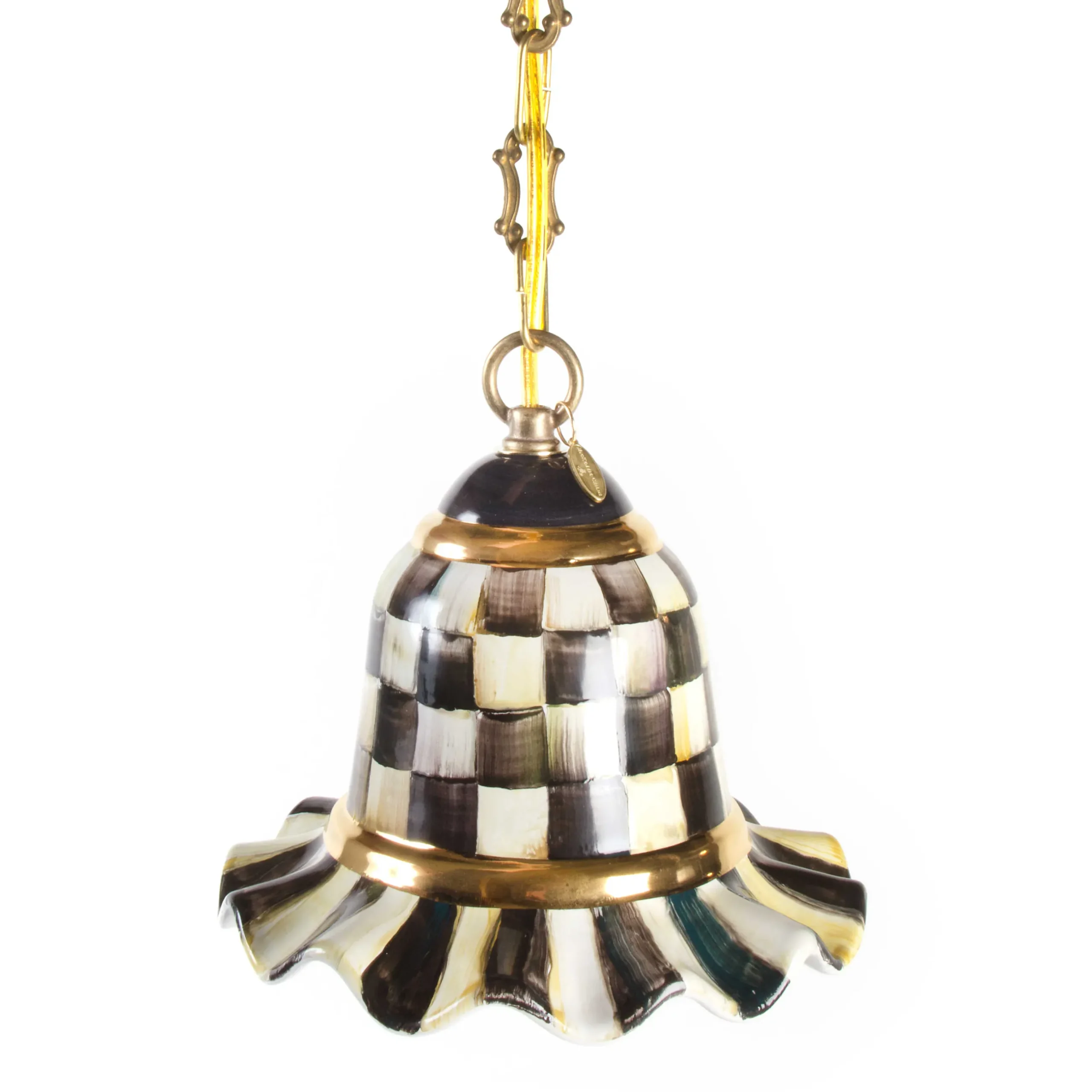 Lighting|MacKenzie-Childs Courtly Check Small Ceramic Pendant Lamp