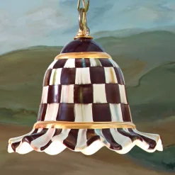 Lighting|MacKenzie-Childs Courtly Check Small Ceramic Pendant Lamp