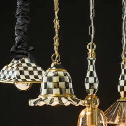 Lighting|MacKenzie-Childs Courtly Check Small Ceramic Pendant Lamp
