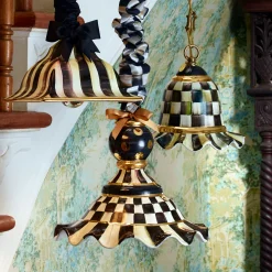 Lighting|MacKenzie-Childs Courtly Check Small Ceramic Pendant Lamp