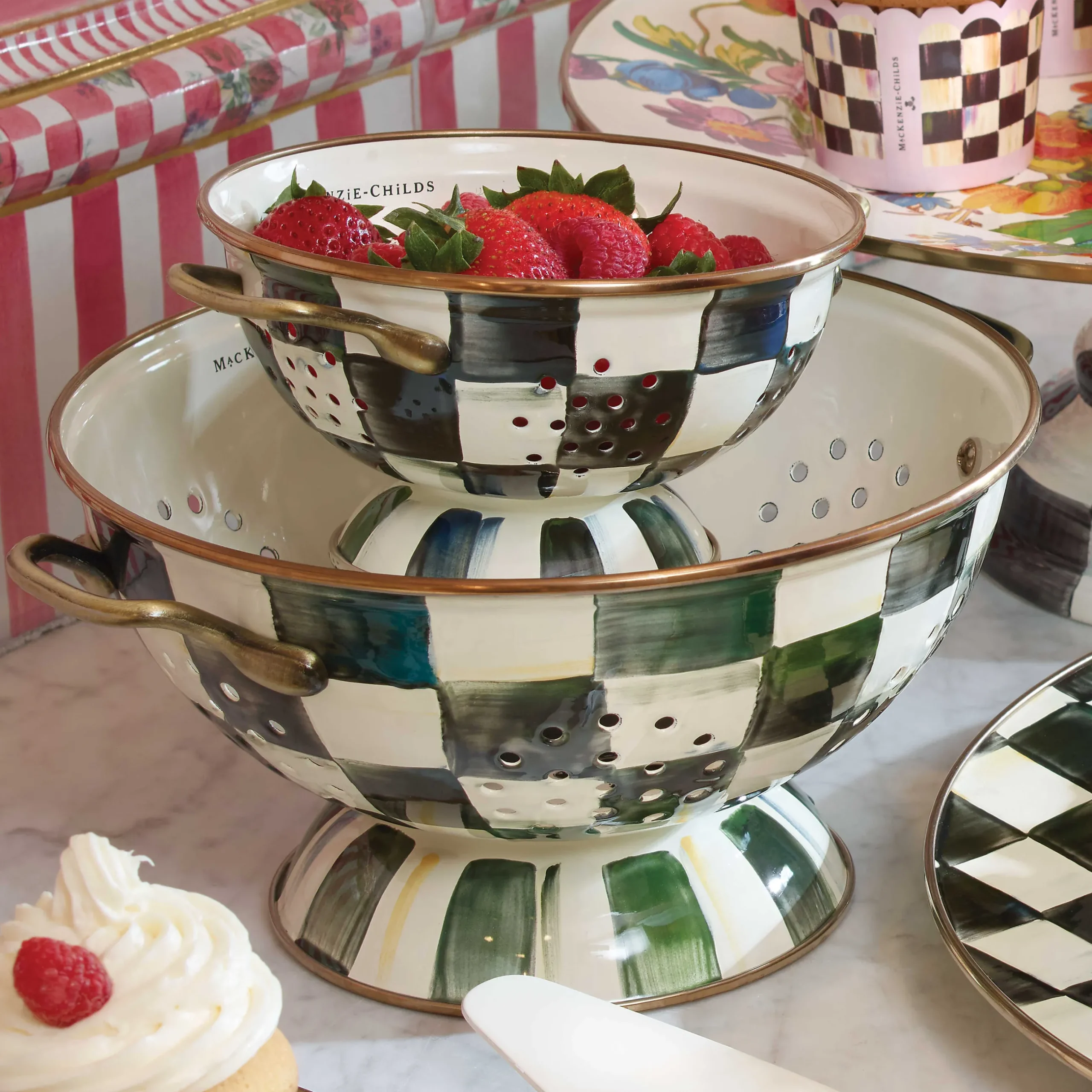 Kitchen Utensils & Tools|MacKenzie-Childs Courtly Check Small Colander