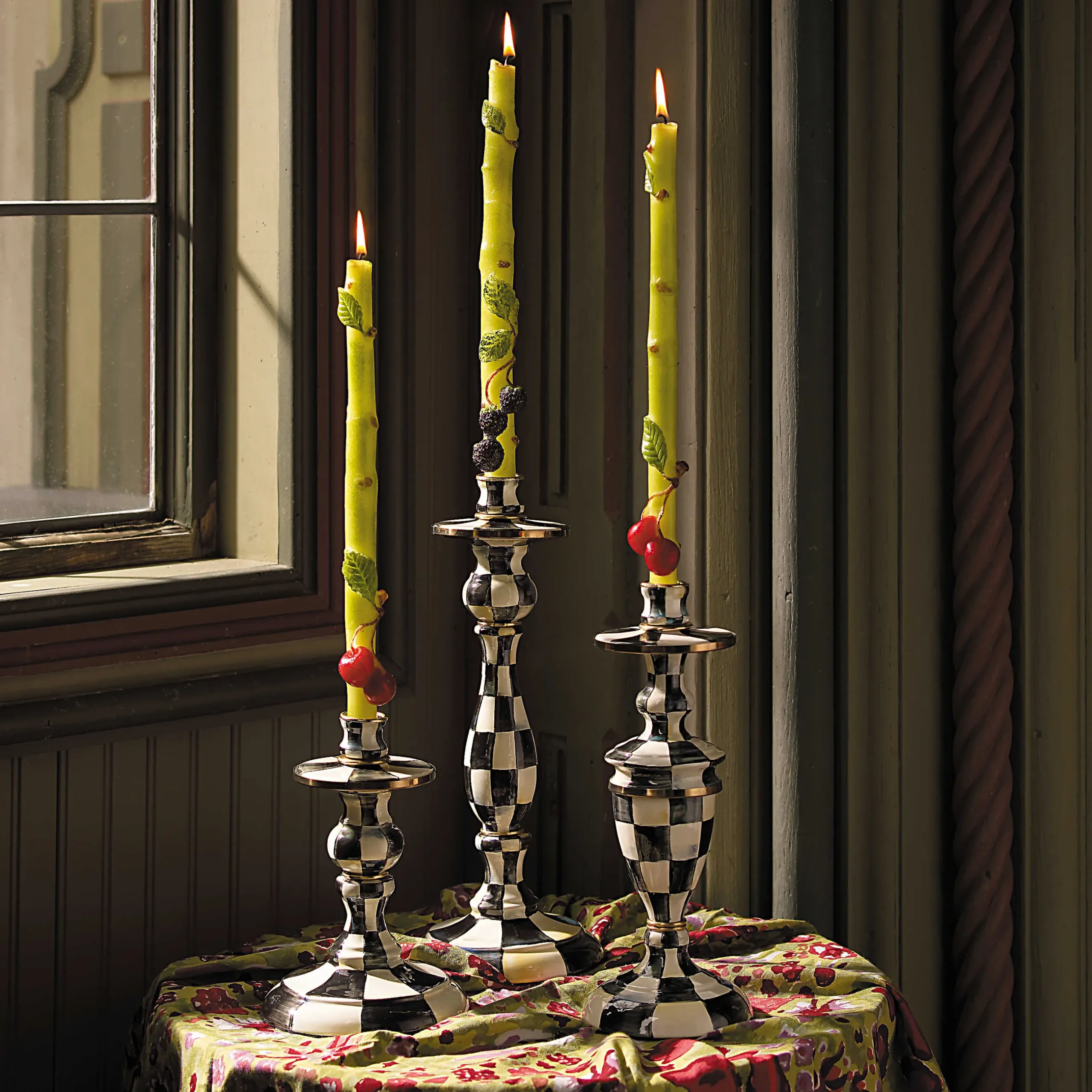 Candles & Fragrances|Table Accessories|MacKenzie-Childs Courtly Check Small Enamel Candlestick