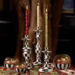 Candles & Fragrances|Table Accessories|MacKenzie-Childs Courtly Check Small Enamel Candlestick