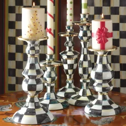 Candles & Fragrances|Table Accessories|MacKenzie-Childs Courtly Check Small Enamel Candlestick