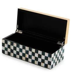 Room Accents|MacKenzie-Childs Courtly Check Small Lacquer Decorative Box with Hinged Lid