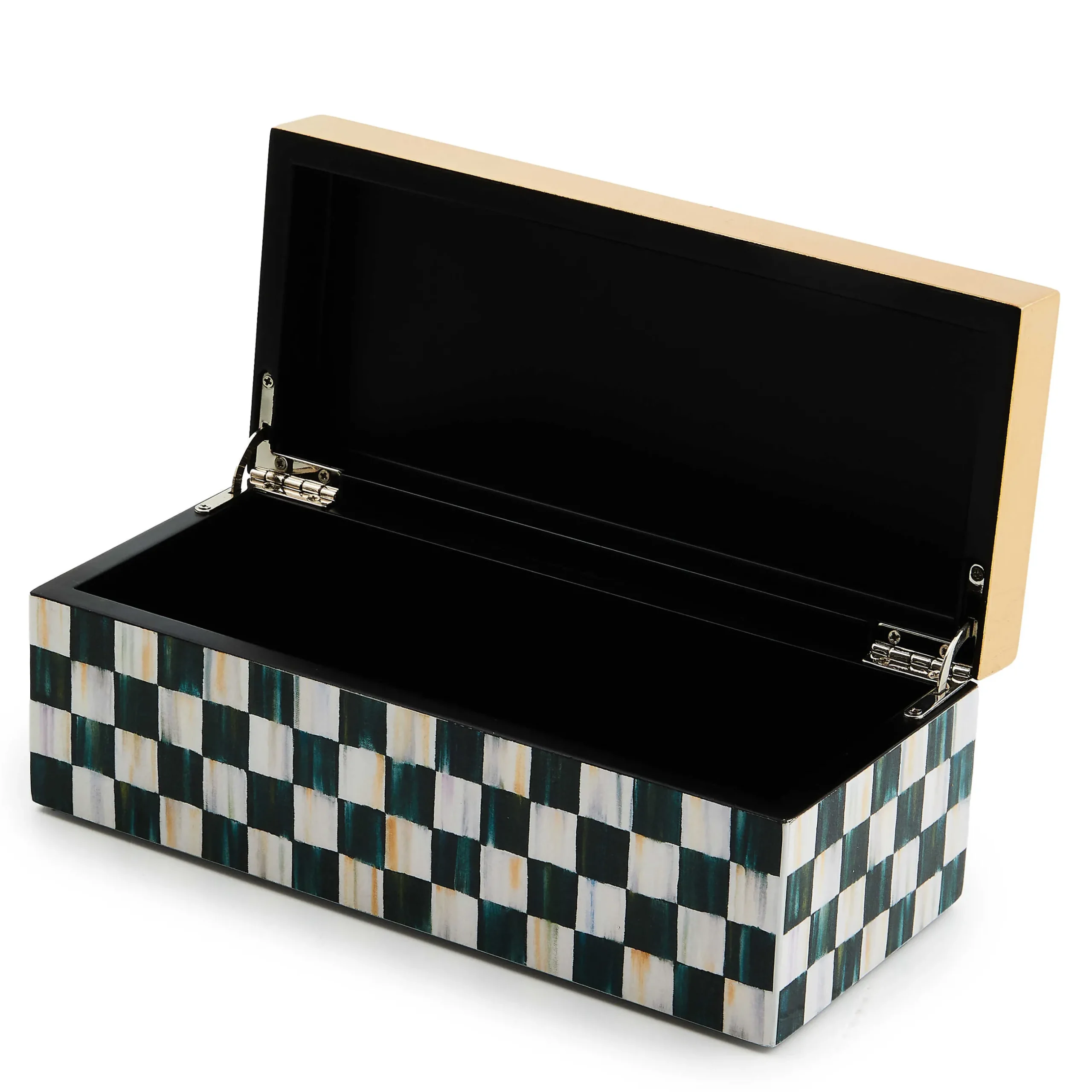 Room Accents|MacKenzie-Childs Courtly Check Small Lacquer Decorative Box with Hinged Lid