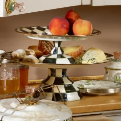 Fall Entertaining|Serveware|MacKenzie-Childs Courtly Check Small Pedestal Platter