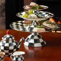 Fall Entertaining|Serveware|MacKenzie-Childs Courtly Check Small Pedestal Platter