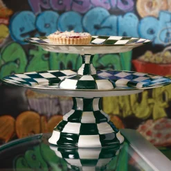 Fall Entertaining|Serveware|MacKenzie-Childs Courtly Check Small Pedestal Platter