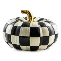 Pumpkins|The Halloween Shop|MacKenzie-Childs Courtly Check Squashed Glossy Medium Pumpkin