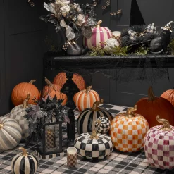 Pumpkins|The Halloween Shop|MacKenzie-Childs Courtly Check Squashed Glossy Medium Pumpkin