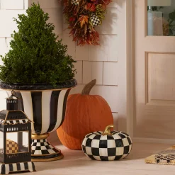 Pumpkins|The Halloween Shop|MacKenzie-Childs Courtly Check Squashed Glossy Medium Pumpkin