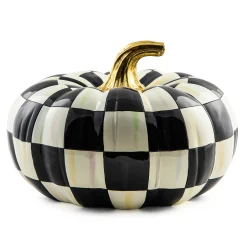 Pumpkins|The Halloween Shop|MacKenzie-Childs Courtly Check Squashed Glossy Medium Pumpkin