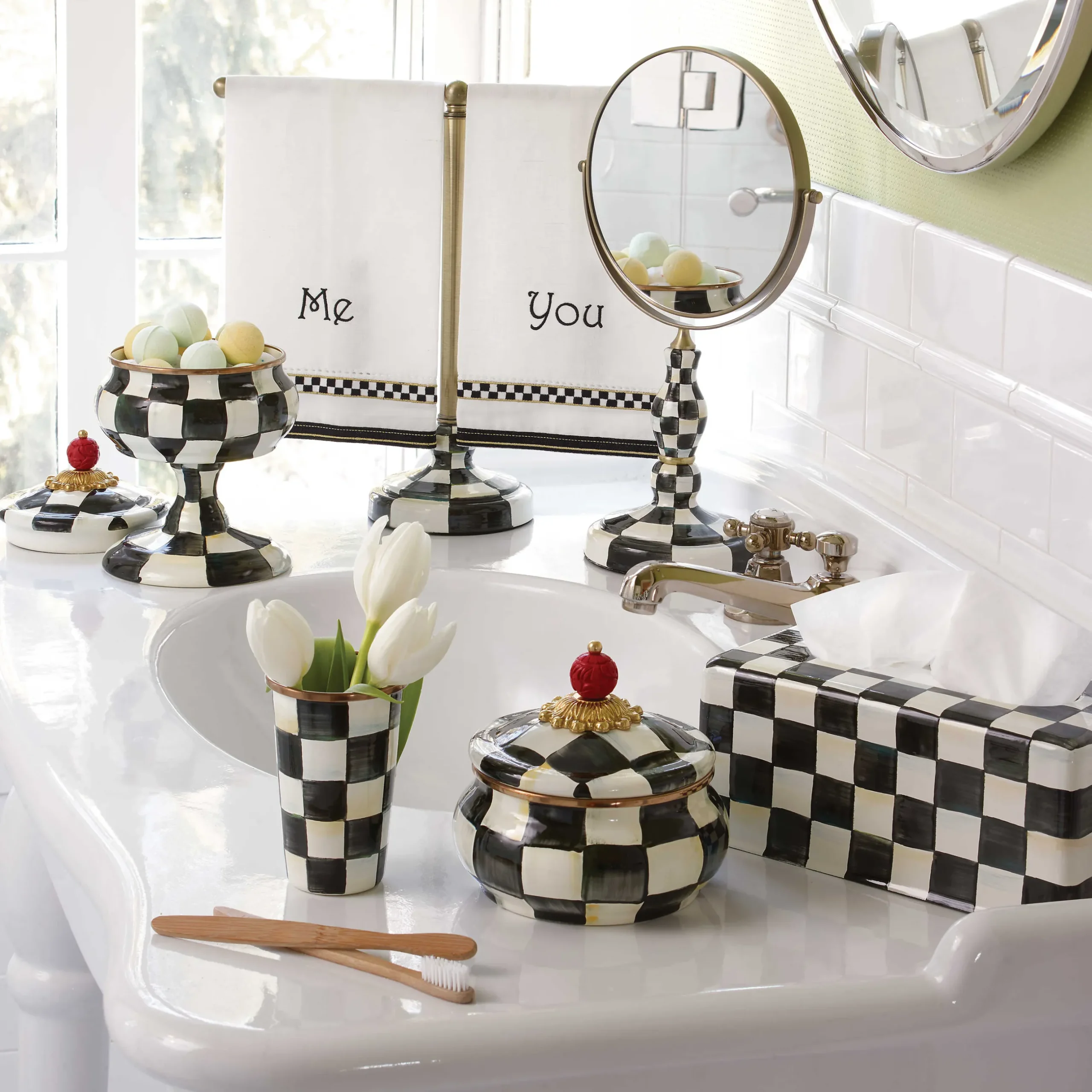 Bath & Bath Accessories|Room Accents|MacKenzie-Childs Courtly Check Squashed Pot