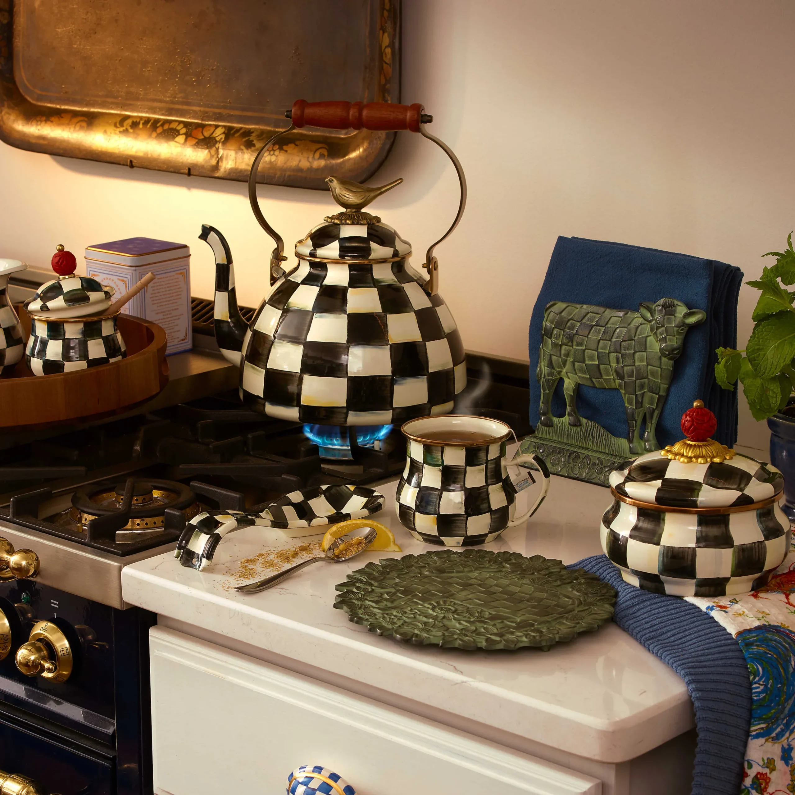 Bath & Bath Accessories|Room Accents|MacKenzie-Childs Courtly Check Squashed Pot