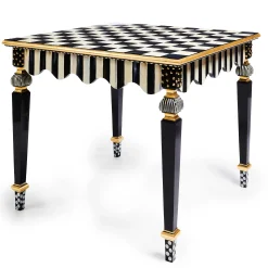 Dining Room & Kitchen|MacKenzie-Childs Courtly Check  Stripe Game Table