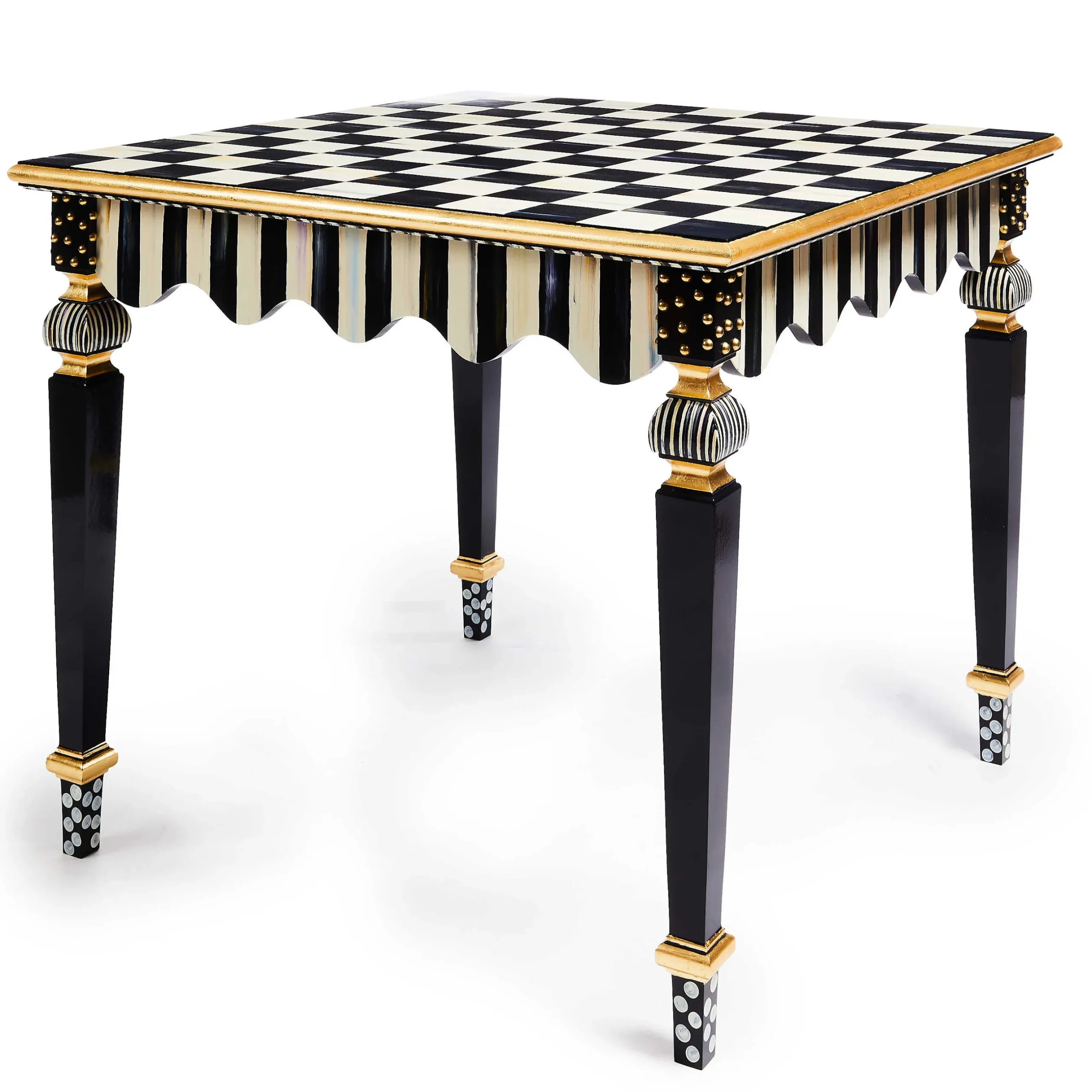 Dining Room & Kitchen|MacKenzie-Childs Courtly Check Stripe Game Table