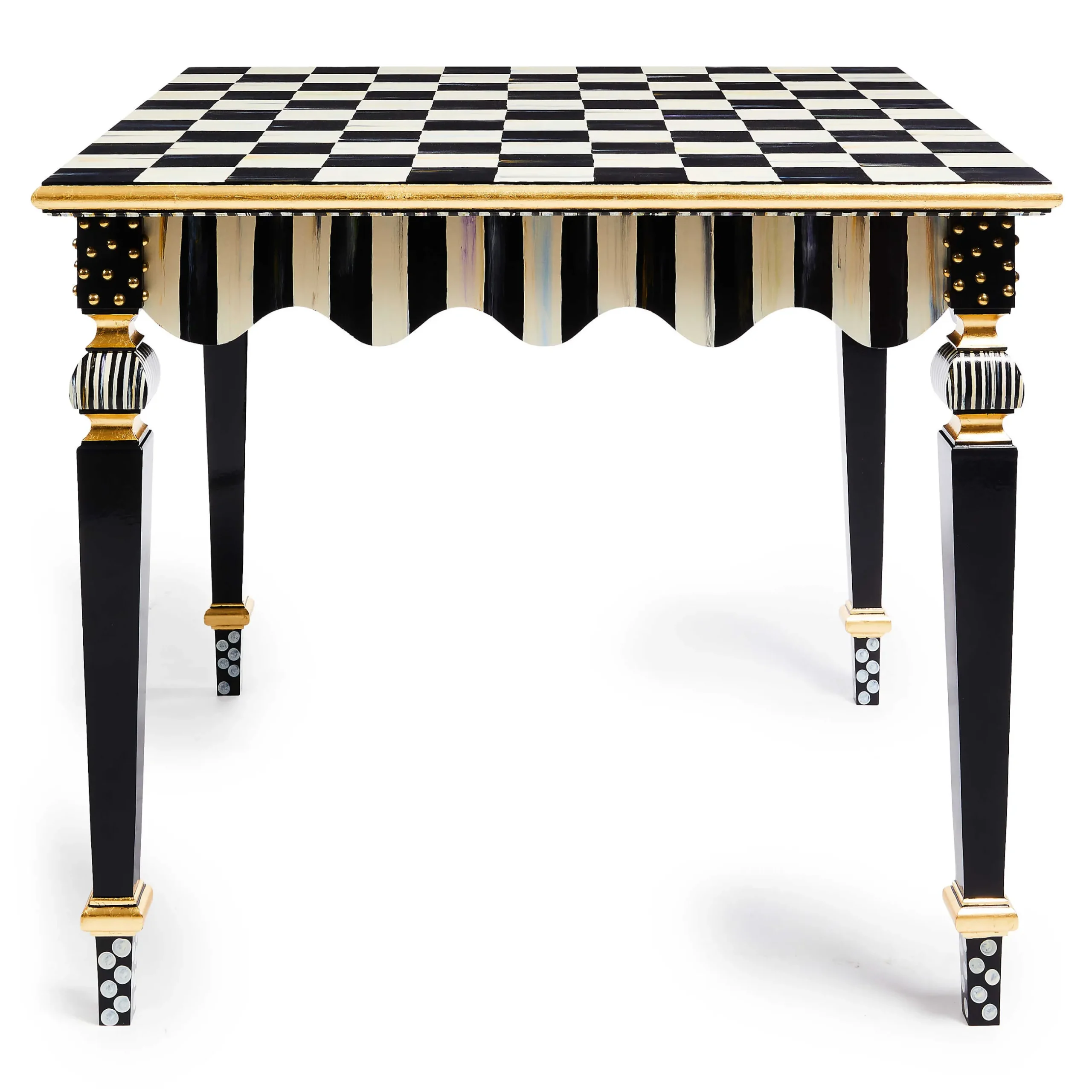 Dining Room & Kitchen|MacKenzie-Childs Courtly Check Stripe Game Table