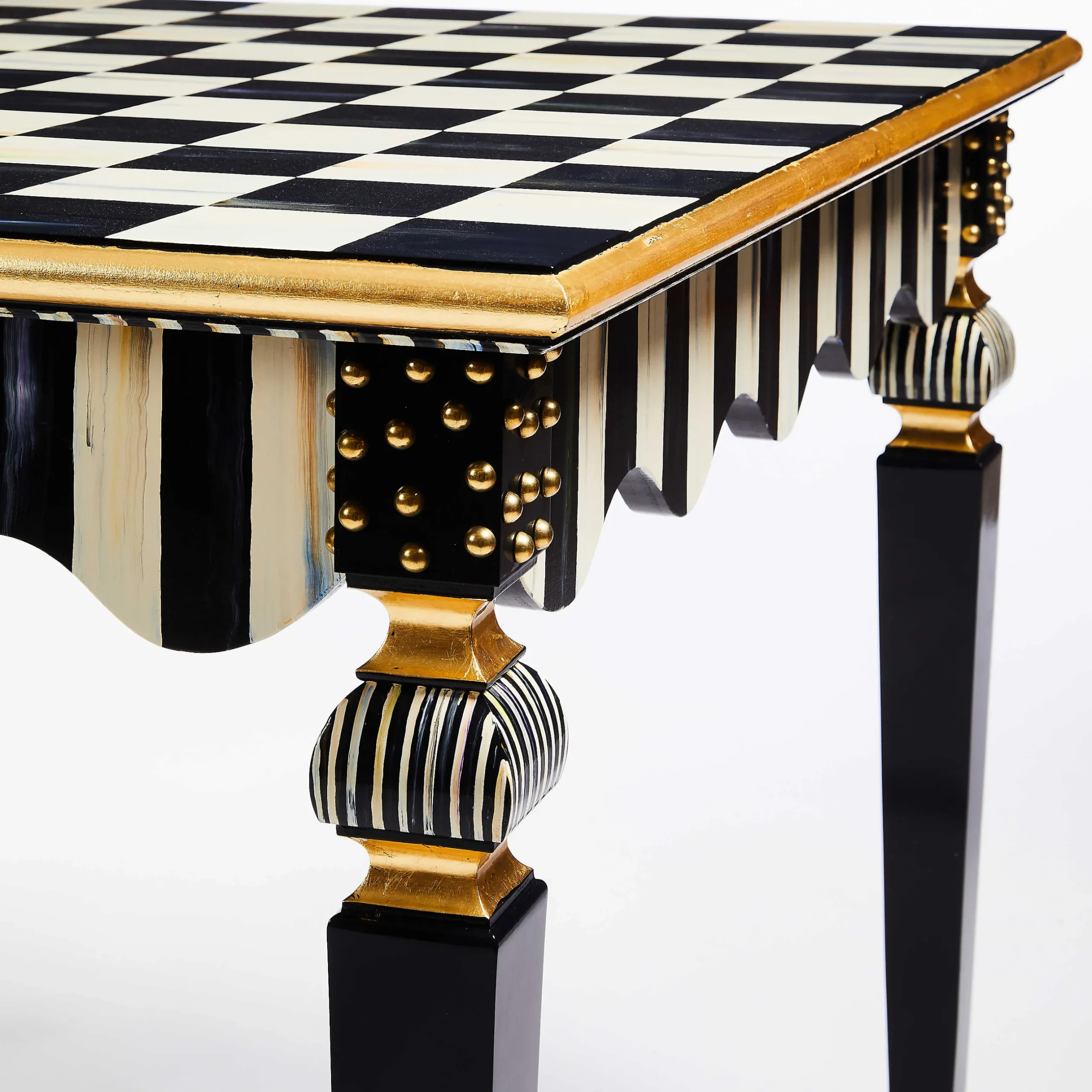 Dining Room & Kitchen|MacKenzie-Childs Courtly Check Stripe Game Table