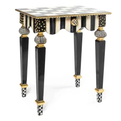 Living Room|MacKenzie-Childs Courtly Check  Stripe Side Table