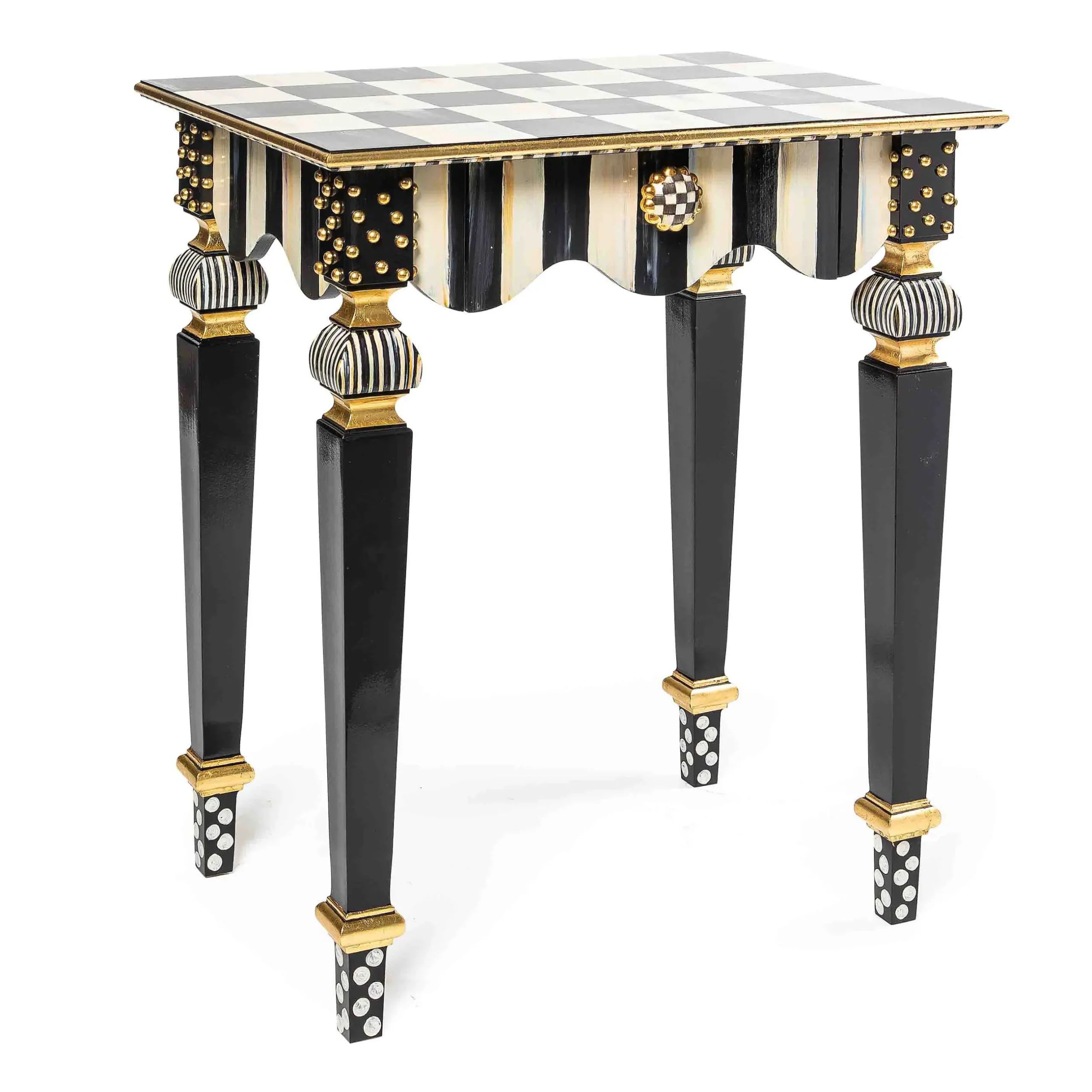 Living Room|MacKenzie-Childs Courtly Check Stripe Side Table
