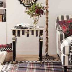 Living Room|MacKenzie-Childs Courtly Check  Stripe Side Table