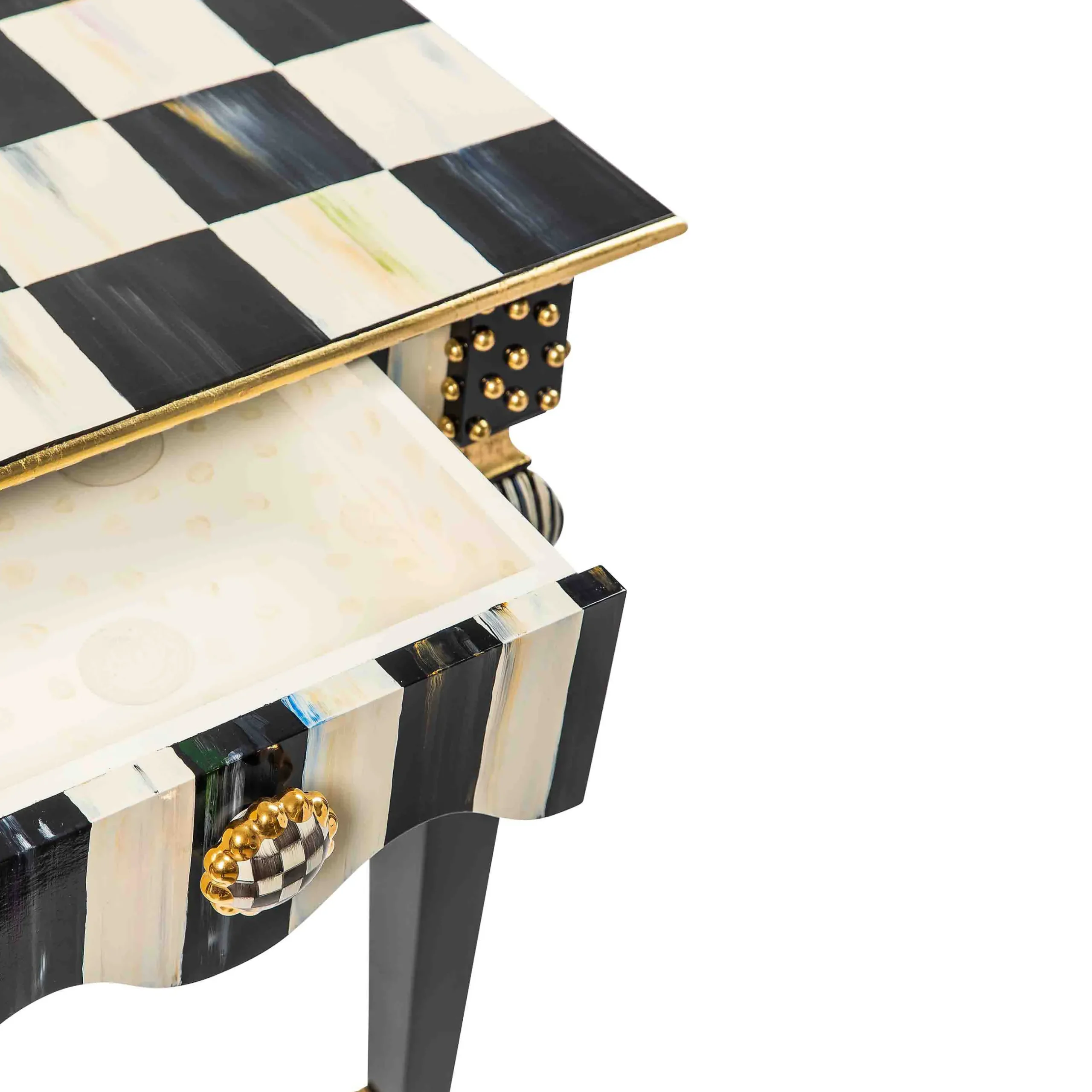 Living Room|MacKenzie-Childs Courtly Check Stripe Side Table