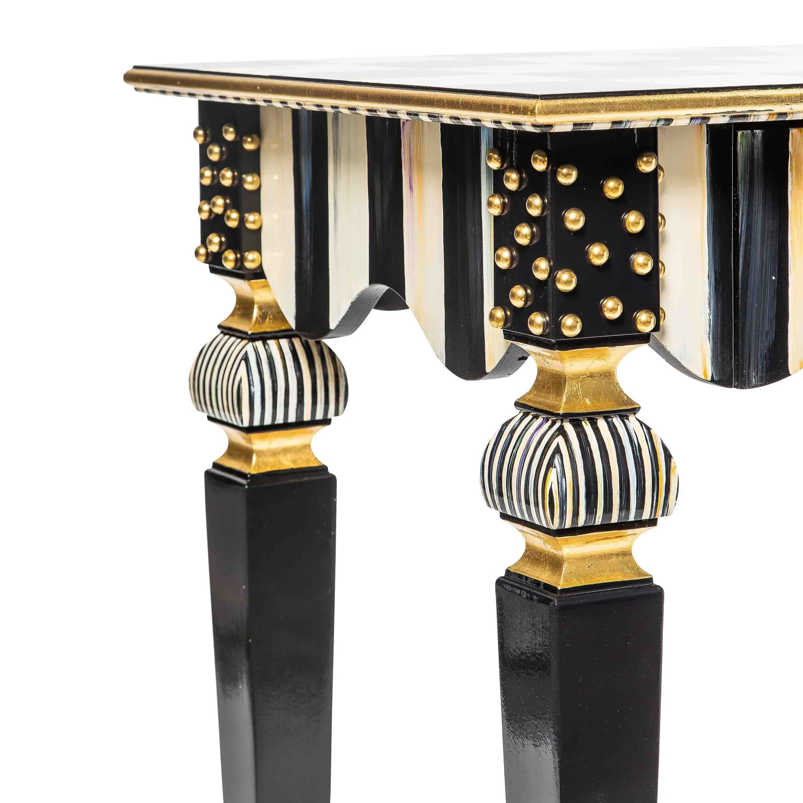 Living Room|MacKenzie-Childs Courtly Check Stripe Side Table