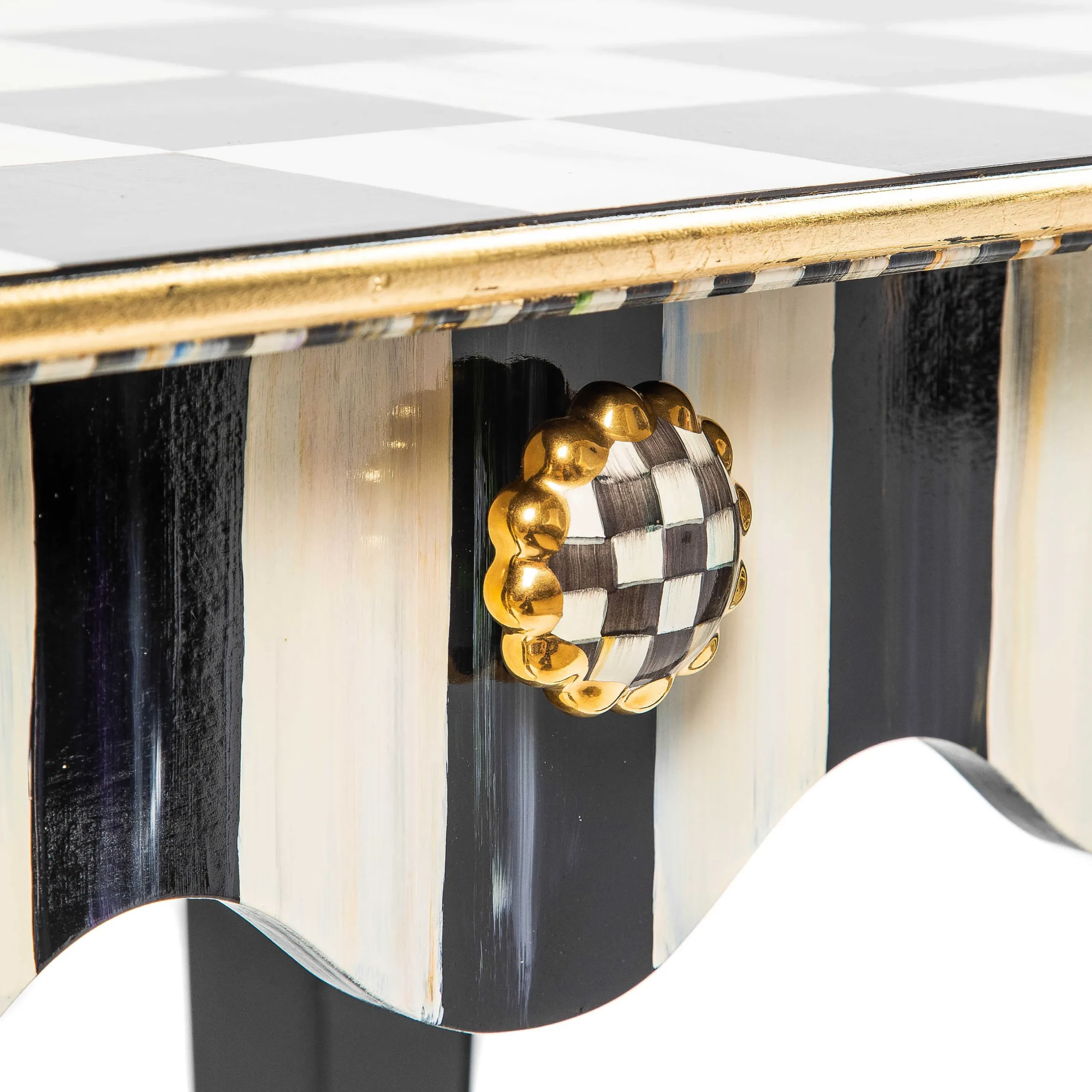 Living Room|MacKenzie-Childs Courtly Check Stripe Side Table