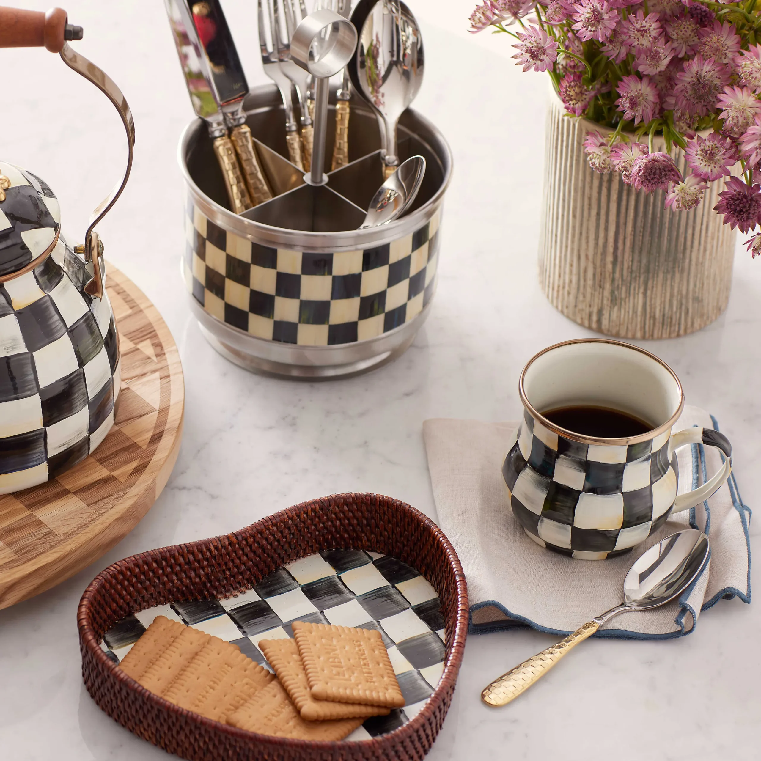 Serveware|MacKenzie-Childs Courtly Check Supper Club Flatware Caddy