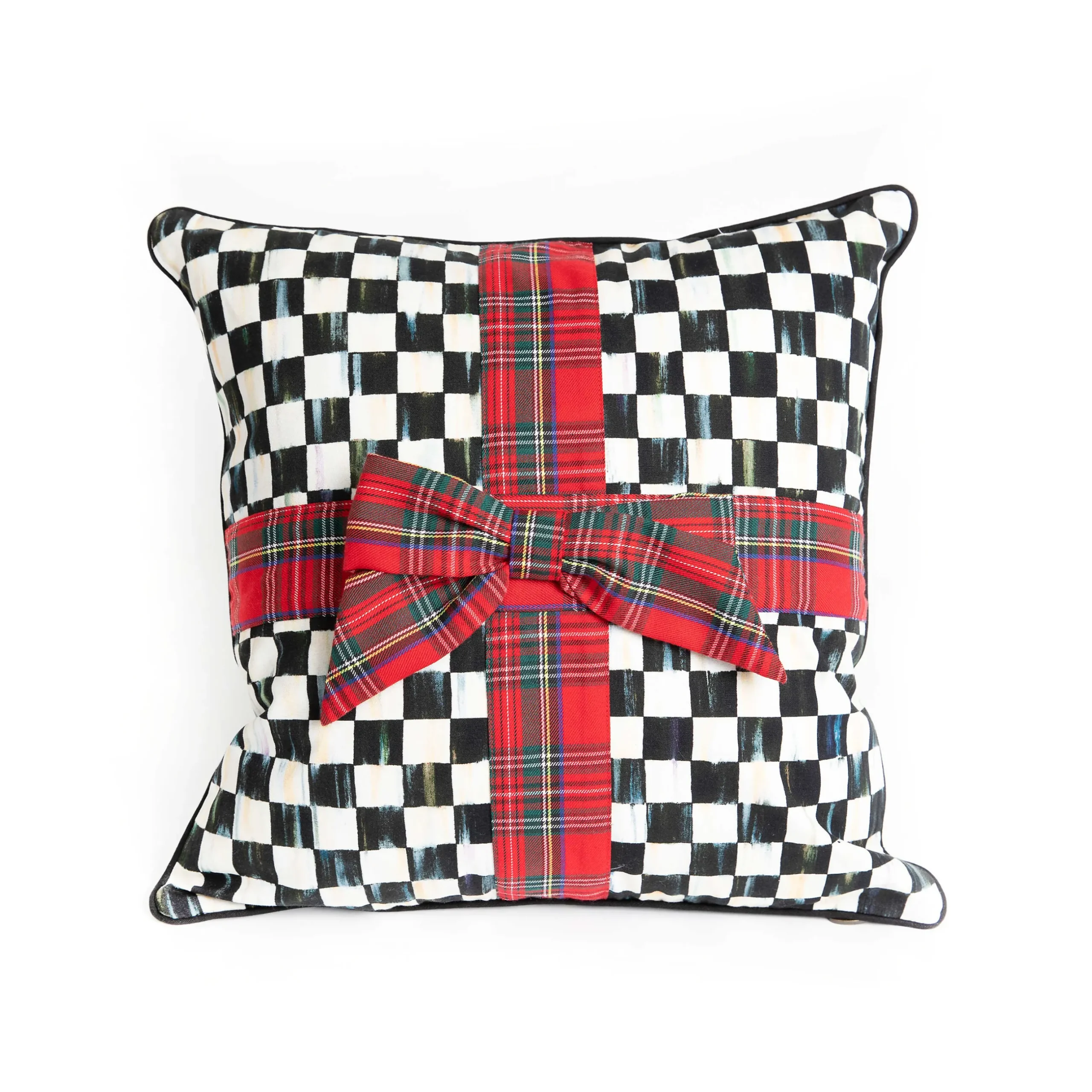 Holiday|Pillows, Throws, & Cushions|MacKenzie-Childs Courtly Check Tartan Bow Throw Pillow