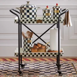 Dining Room & Kitchen|Kitchen Storage & Organization|MacKenzie-Childs Courtly Check 2-Tier Kitchen Cart