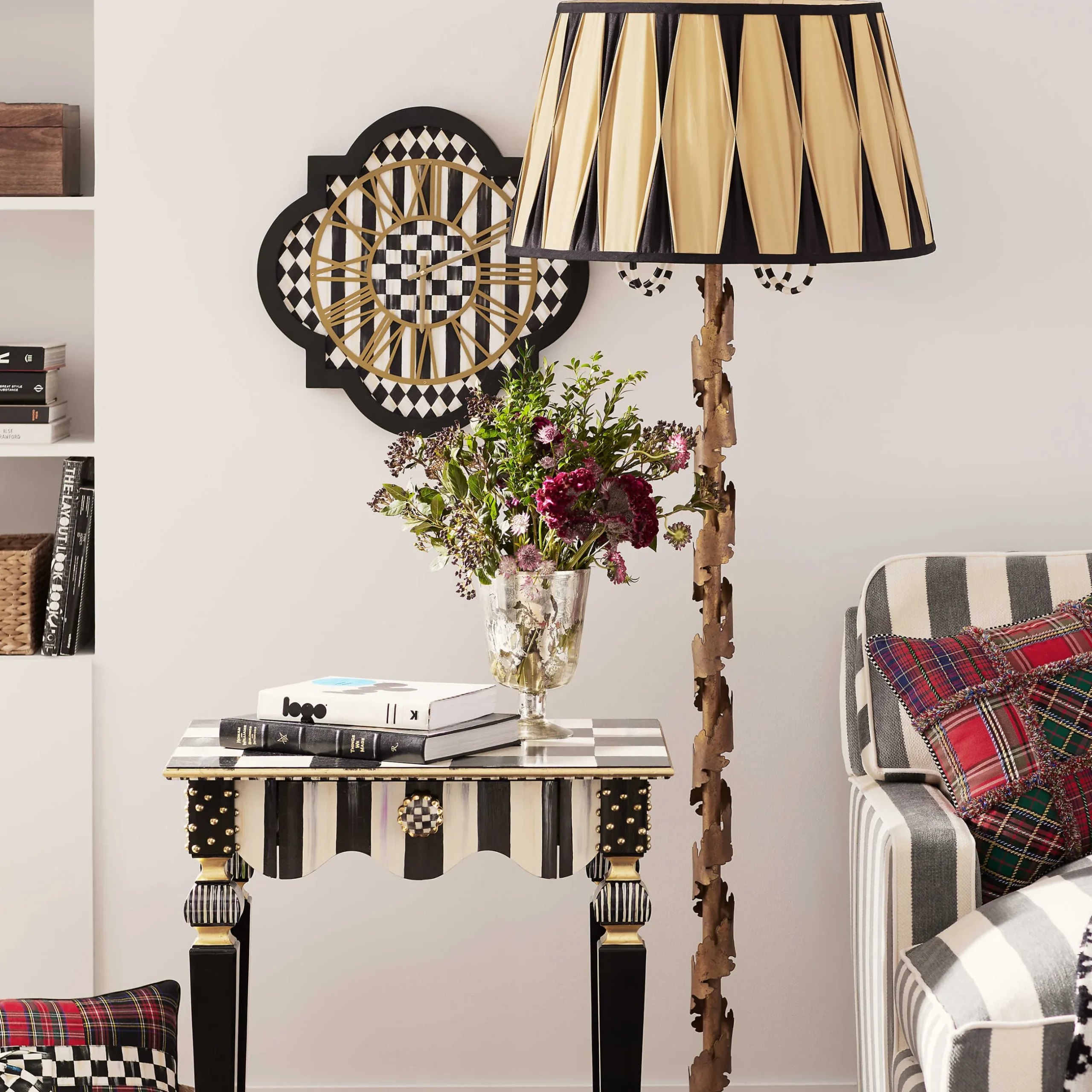 Room Accents|MacKenzie-Childs Courtly Check Tile Wall Clock