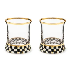 Fall Entertaining|Drinkware|MacKenzie-Childs Courtly Check Tumbler Glass, Set of 2