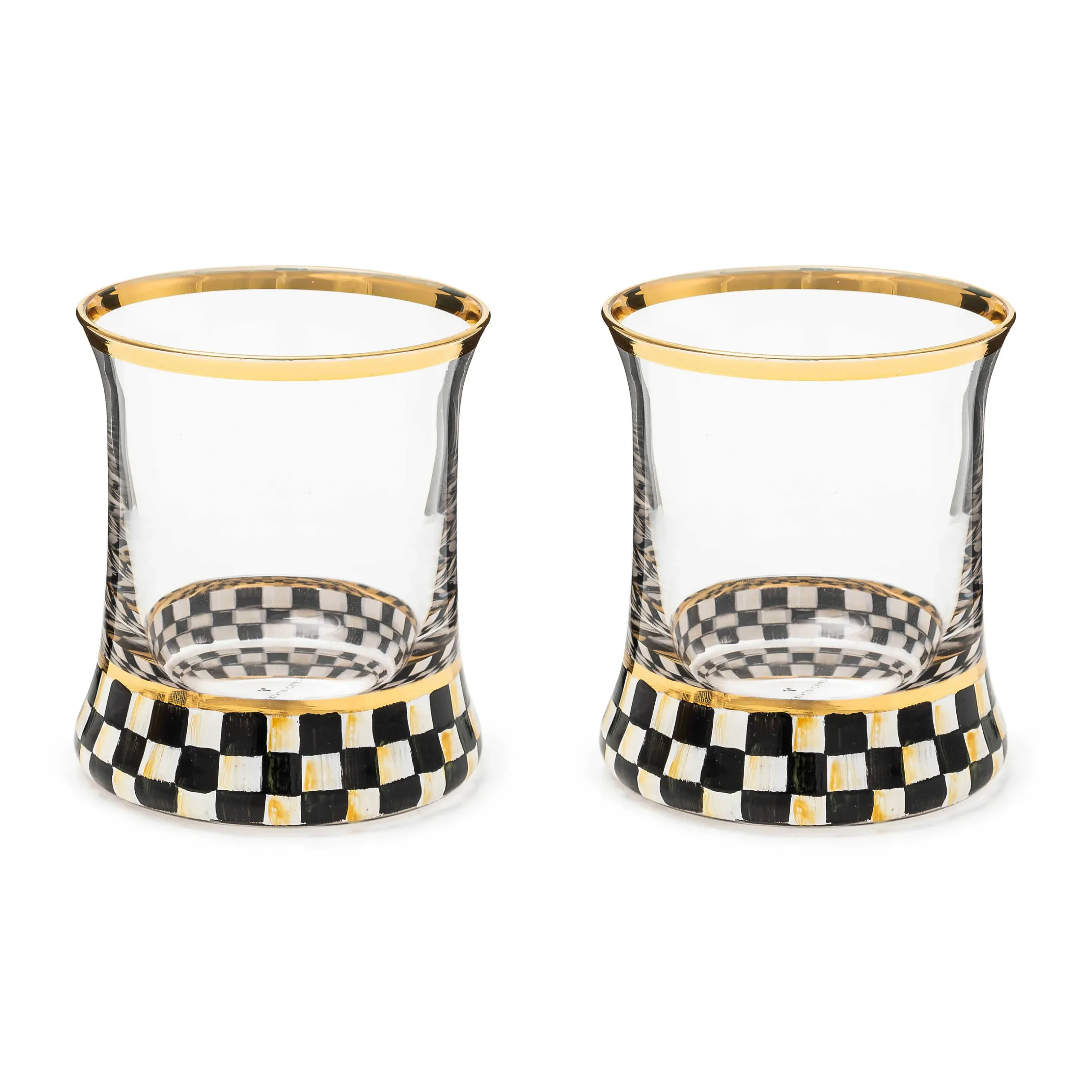 Fall Entertaining|Drinkware|MacKenzie-Childs Courtly Check Tumbler Glass, Set of 2