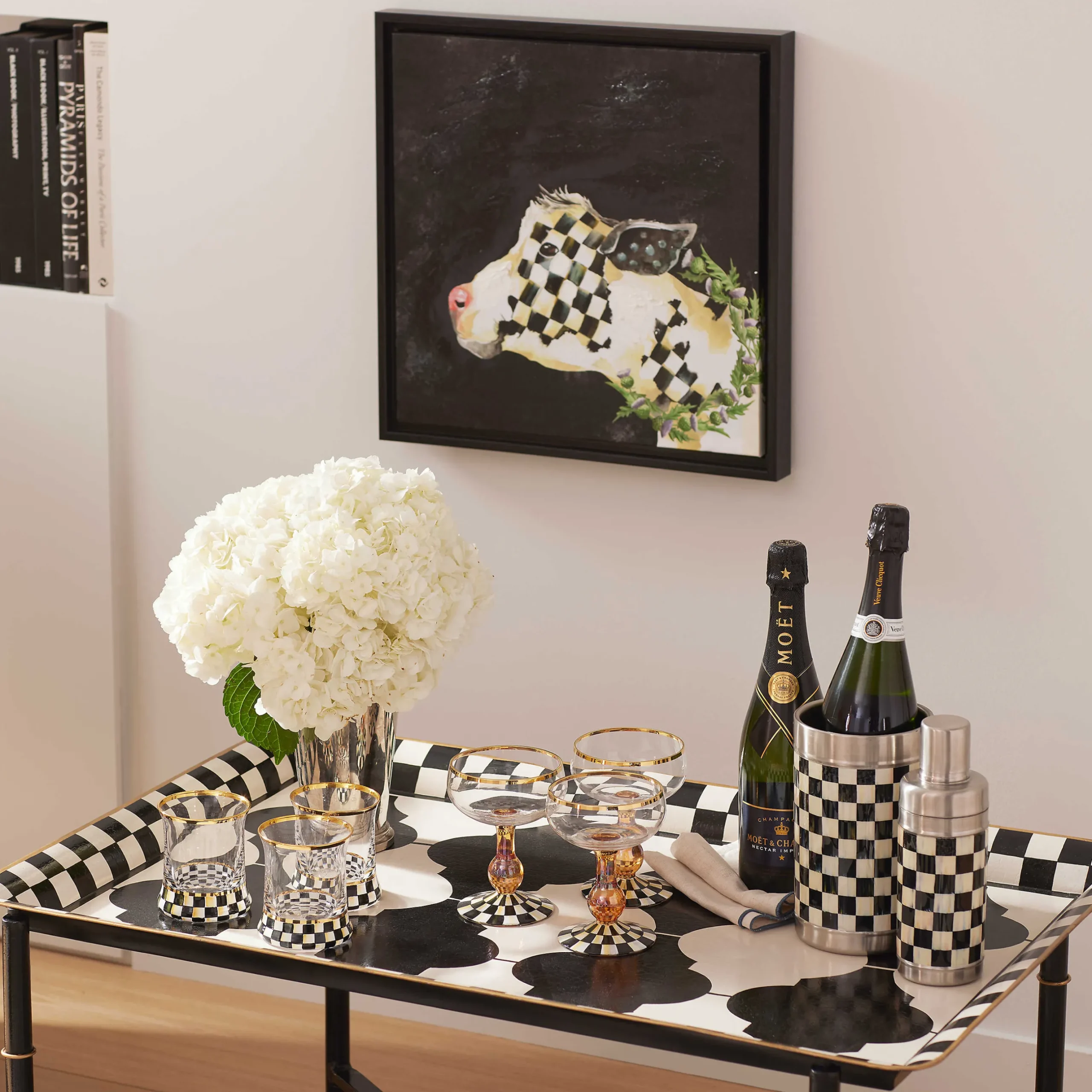 Fall Entertaining|Drinkware|MacKenzie-Childs Courtly Check Tumbler Glass, Set of 2