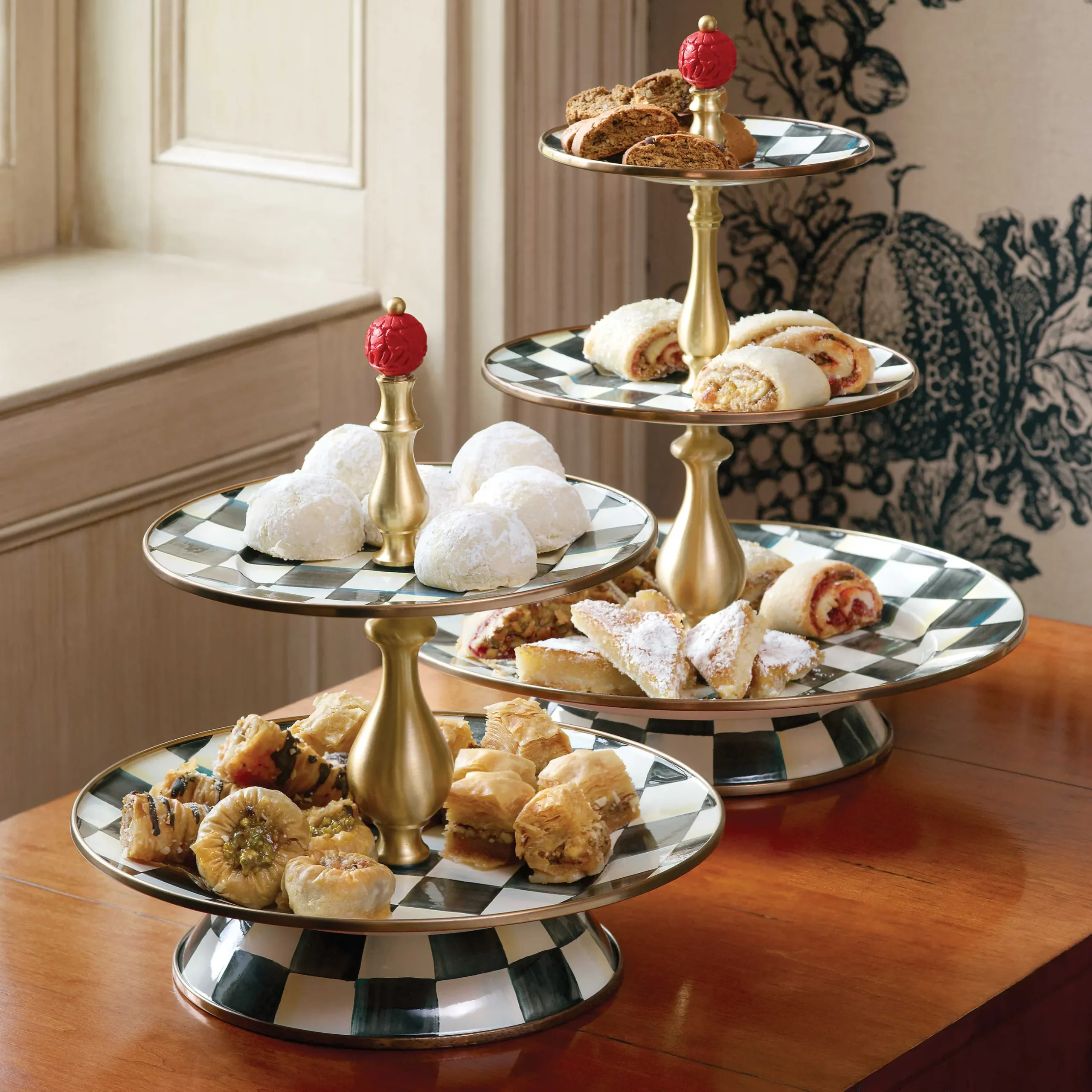 Bar Entertaining|MacKenzie-Childs Courtly Check Two Tier Sweet Stand