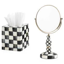 Decor Sets|Bath & Bath Accessories|MacKenzie-Childs Courtly Check Vanity Mirror Tissue Box Cover Set