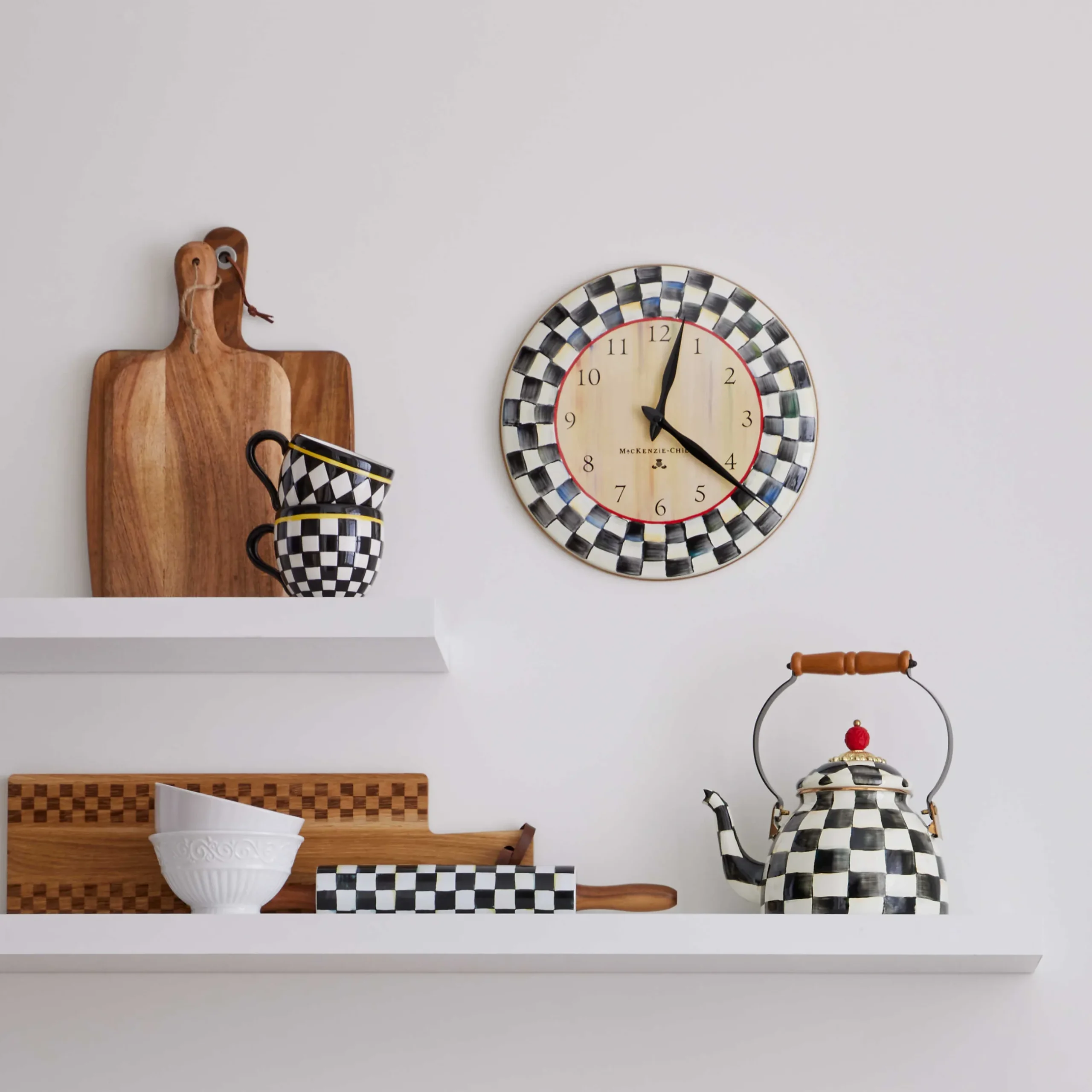 Room Accents|MacKenzie-Childs Courtly Check Wall Clock