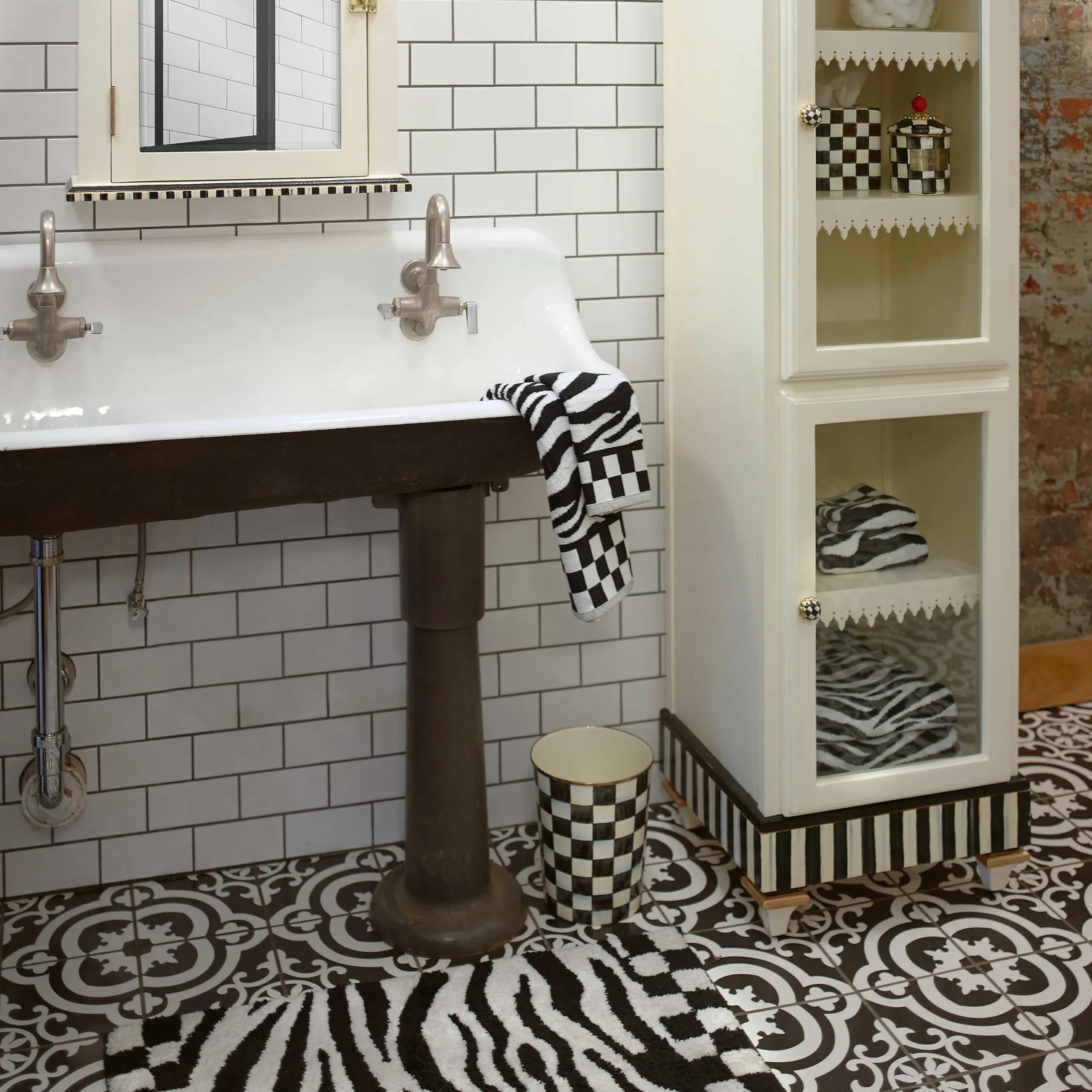 Bath & Bath Accessories|Room Accents|MacKenzie-Childs Courtly Check Waste Bin