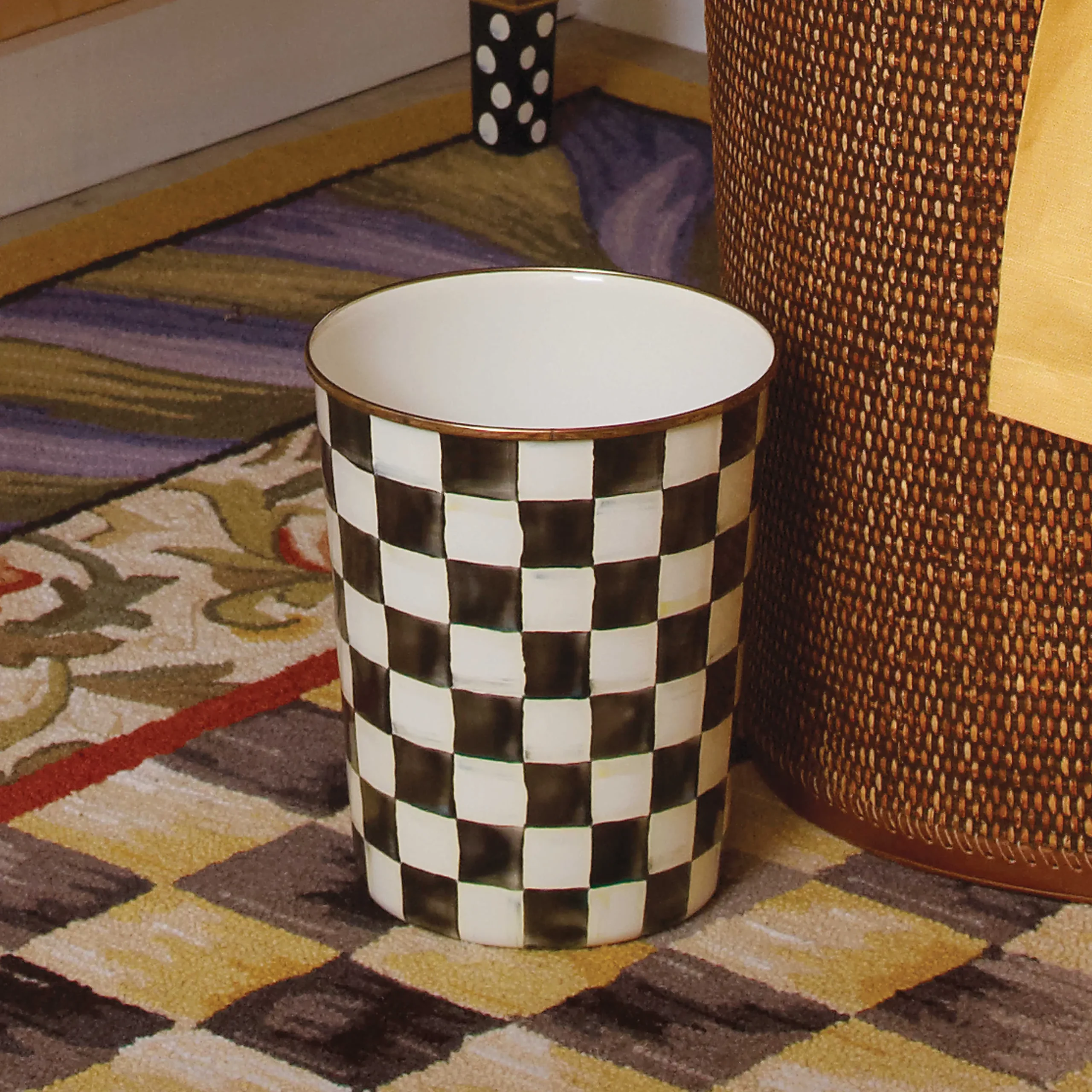 Bath & Bath Accessories|Room Accents|MacKenzie-Childs Courtly Check Waste Bin
