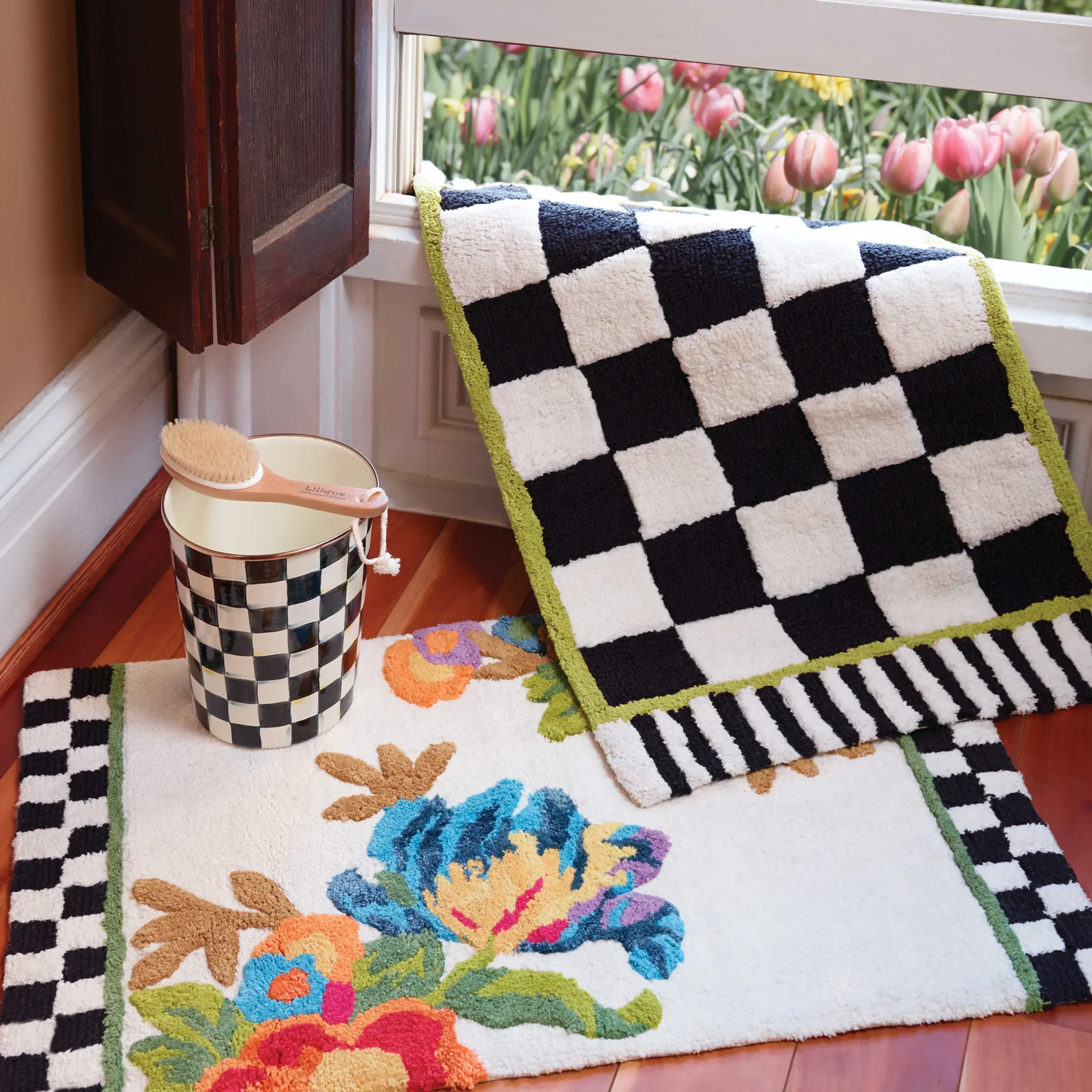 Bath & Bath Accessories|Room Accents|MacKenzie-Childs Courtly Check Waste Bin