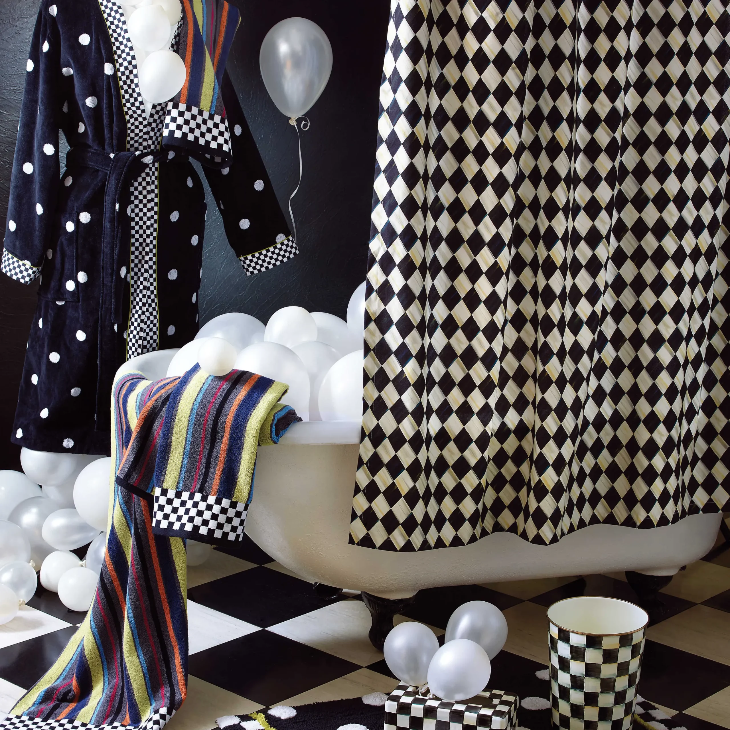Bath & Bath Accessories|Room Accents|MacKenzie-Childs Courtly Check Waste Bin