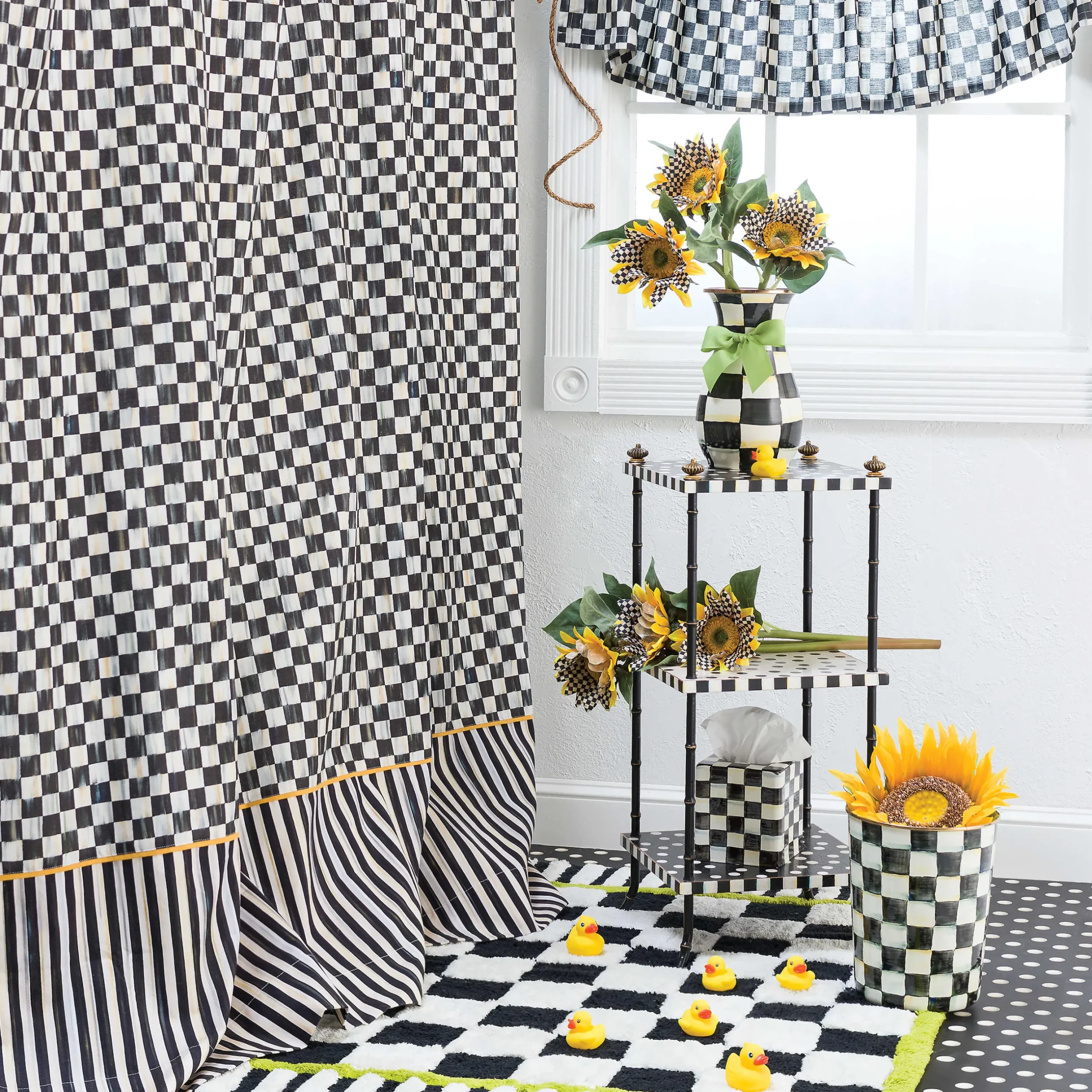 Bath & Bath Accessories|Room Accents|MacKenzie-Childs Courtly Check Waste Bin