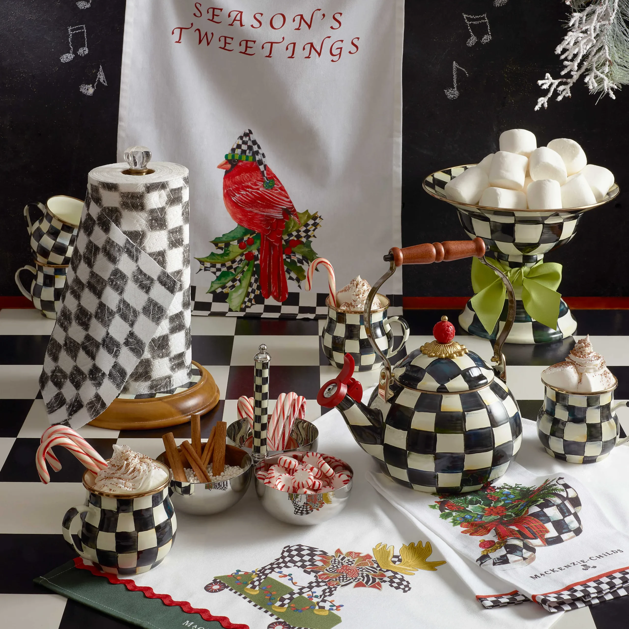 The Coffee Shop|Tea Kettles|MacKenzie-Childs Courtly Check Whistling Tea Kettle