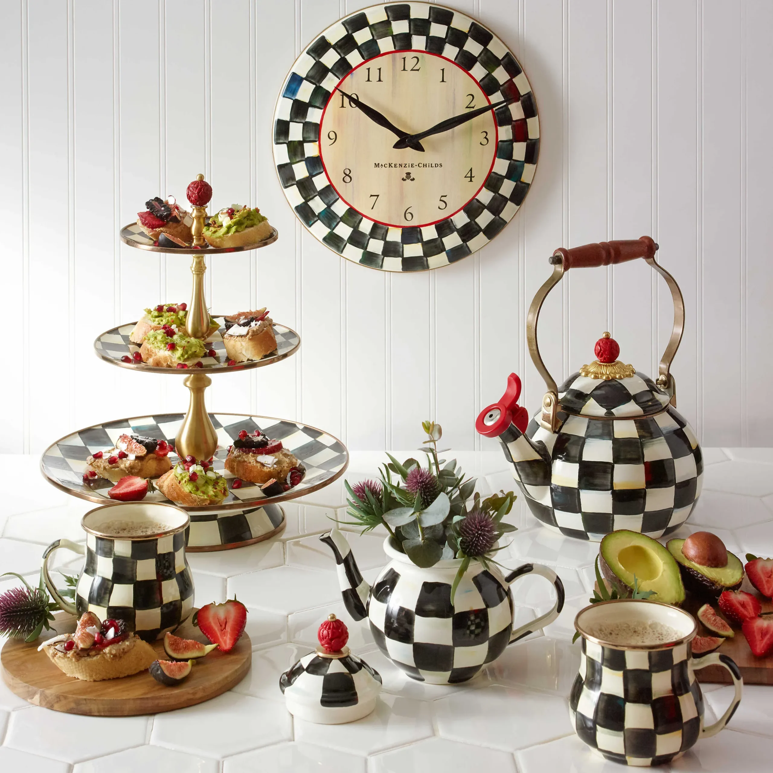 The Coffee Shop|Tea Kettles|MacKenzie-Childs Courtly Check Whistling Tea Kettle